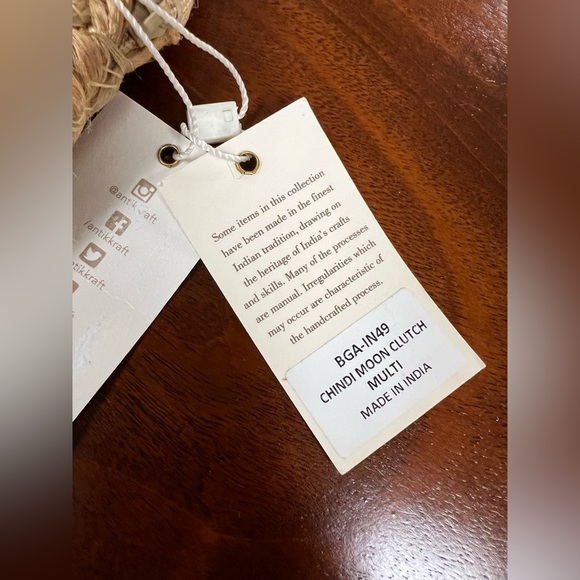 NWT Boho Antik Kraft Chindi Moon Clutch - Picture 5 of 8